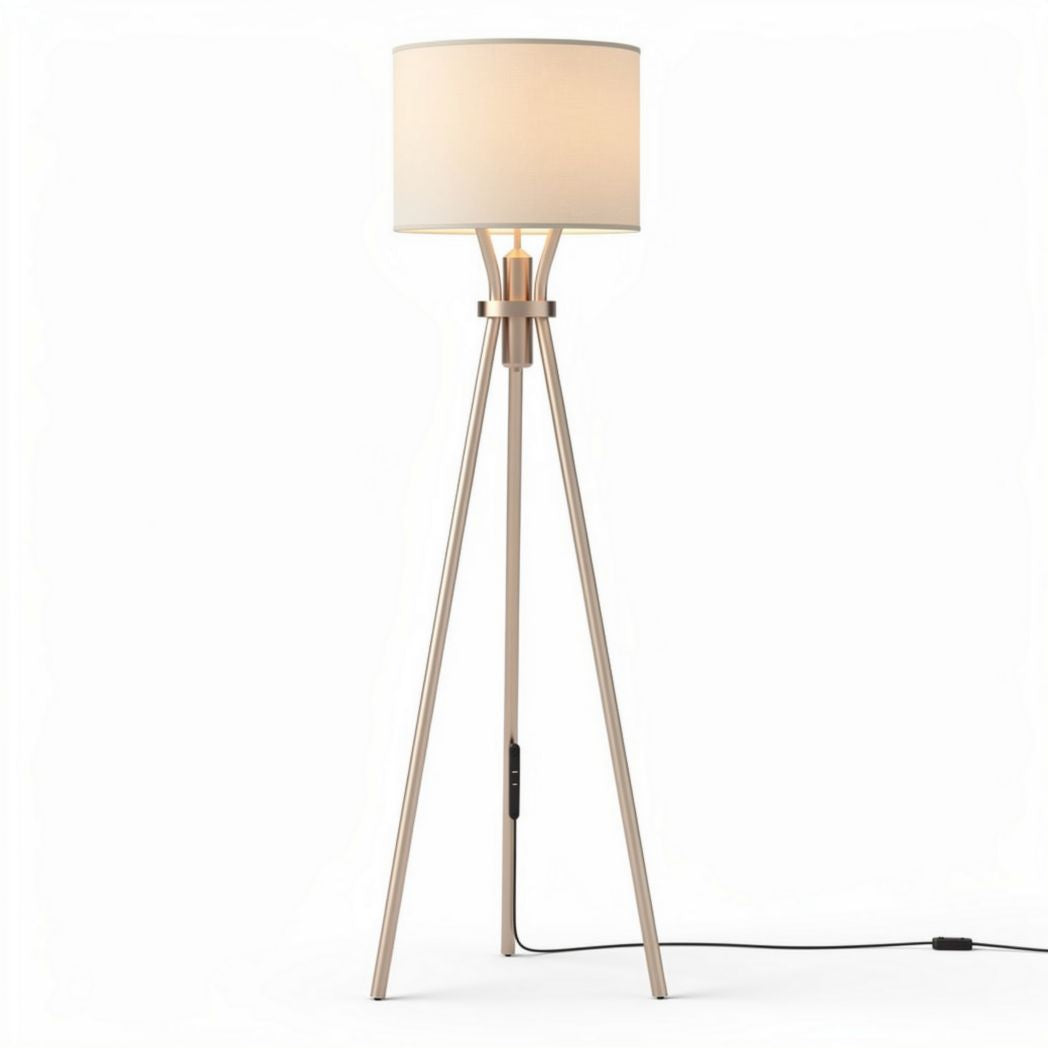 Vloerlamp van hout met een witte lampshade 30 x 30 x 150cm