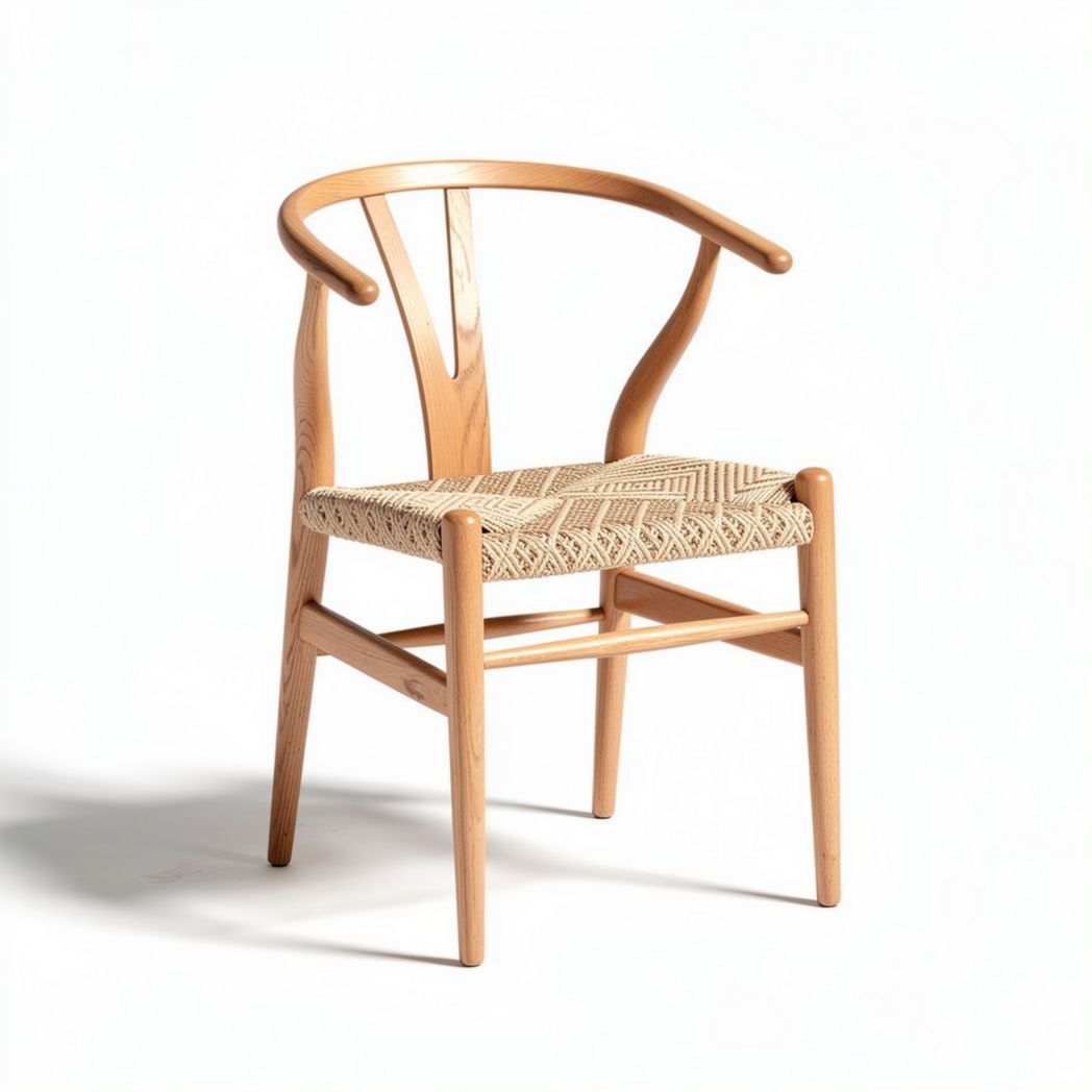 Houten stoel met geweven zitting 45 x 55 x 80cm naturel kleur