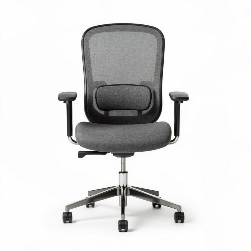 Ergonomische bureaustoel met mesh rugleuning en verstelbare armleuningen 60 x 60 x 95cm zwart grijs