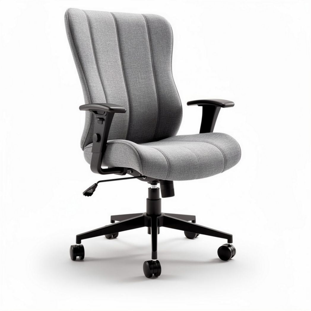 Ergonomische bureaustoel met verstelbare armleuningen en grijs textiel 60 x 60 x 110cm