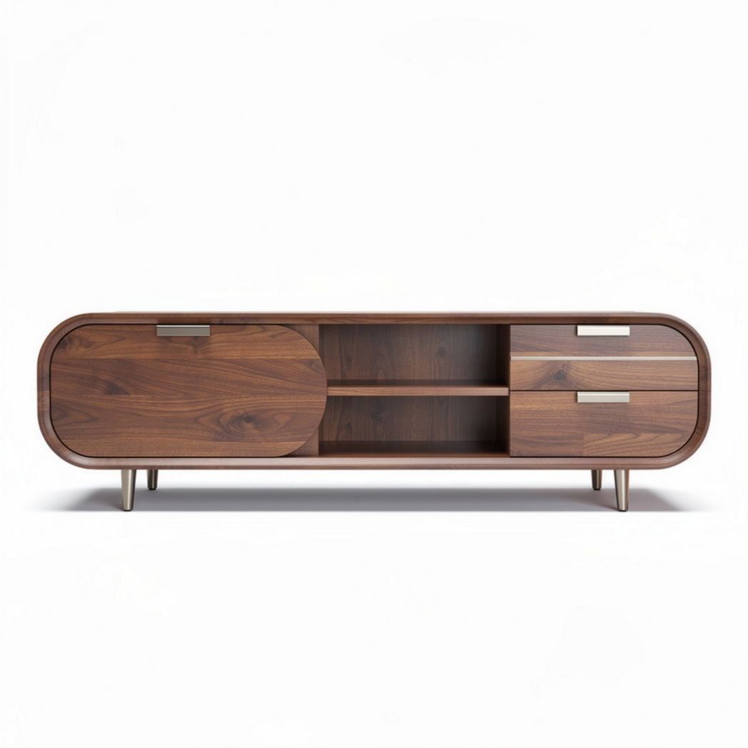 Eikenhouten tv-meubel met 2 deuren en 2 lades 120 x 40 x 45cm