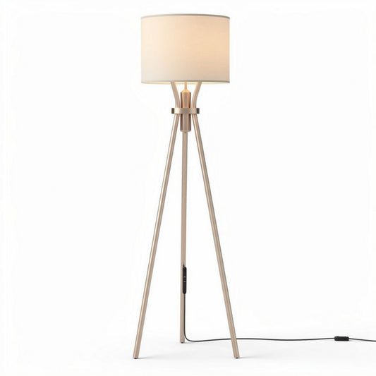 Vloerlamp van hout met een witte lampshade 30 x 30 x 150cm