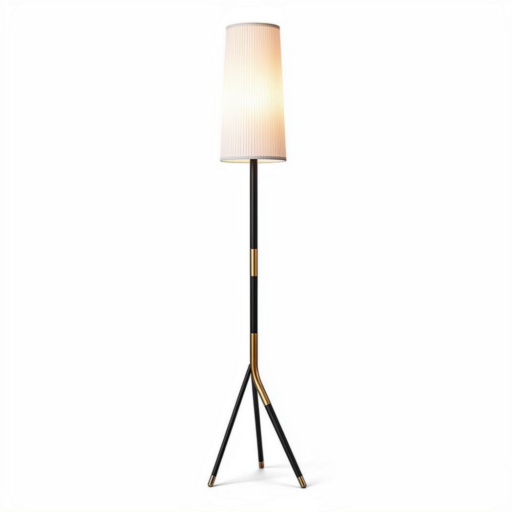 Vloerlamp met een zwarte stijlpijp en een witte lampenkap van 20 x 20 x 150cm