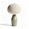 Tafel lamp met stoffen kap en keramische basis in olijfgroen 25 x 25 x 40cm