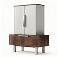 Houten kast met schuifdeuren en metalen poten 80 x 40 x 130cm