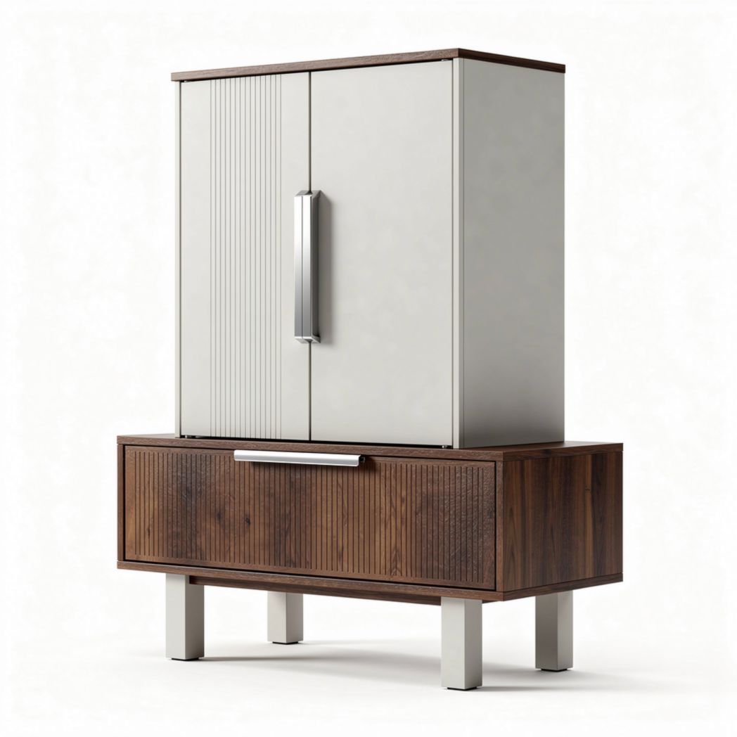 Houten kast met schuifdeuren en metalen poten 80 x 40 x 130cm