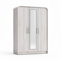Kast van melamine met spiegel 150 x 60 x 200 cm in lichtgrijs houtlook