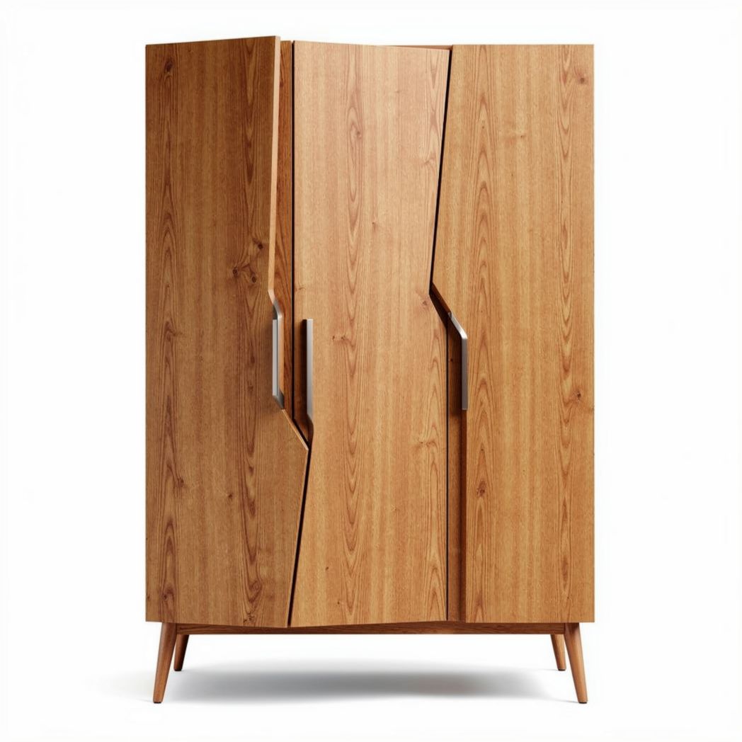 Houten kast met drie deuren en een moderne uitstraling 180 x 90 x 60cm