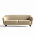 Beige stoffen bank met houten poten afmetingen 200 x 90 x 85cm