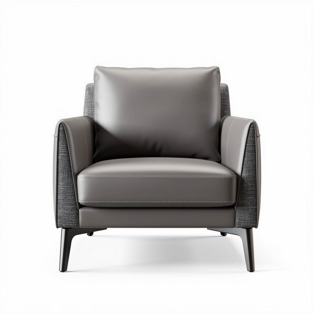 Lederen fauteuil in grijs met afmetingen 80 x 80 x 85cm